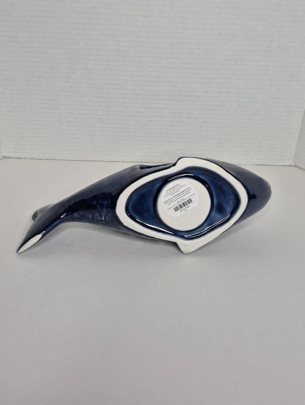 Pier 1 Vintage Cobalt Blue Ceramic Large Fish Tealight Candleholder NWT Rare